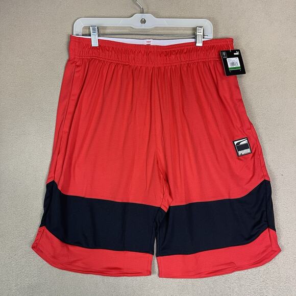 Puma Short Mens L Red Ultimate Athletic Performance Stretch Elastic Waist - Picture 1 of 14